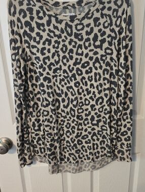 Grayson Threads Leopard Print Scoop Neck Top in Black and Cream